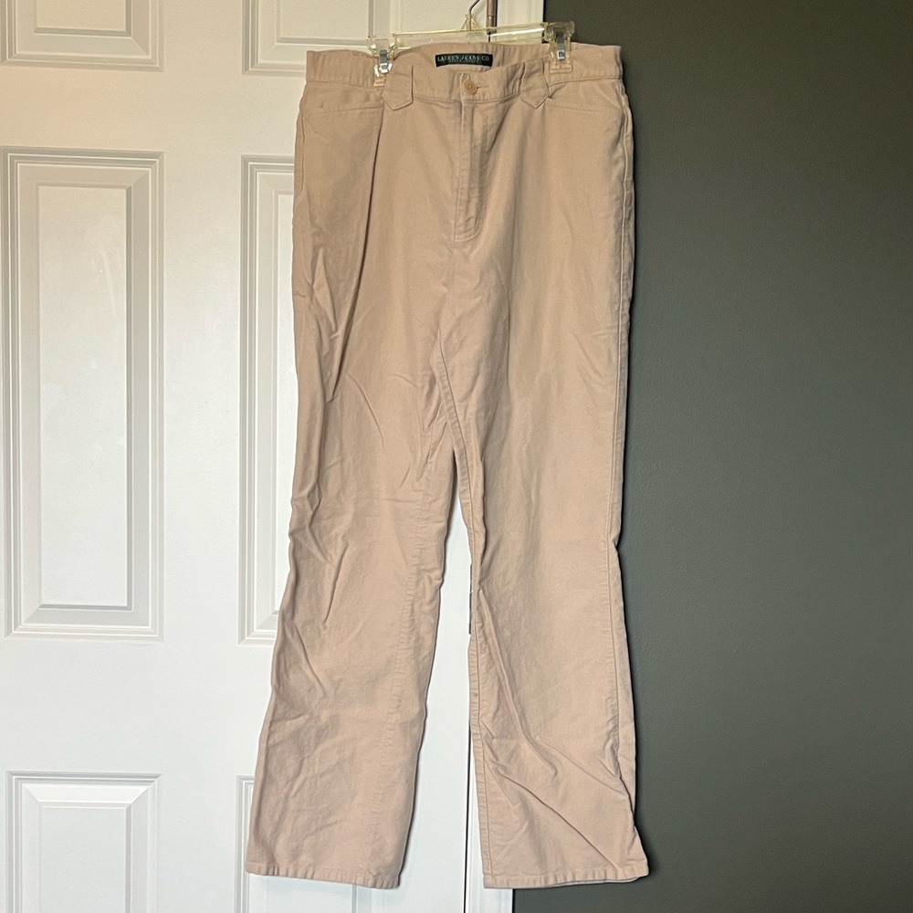 Lauren Ralph Lauren Women’s Brushed Cotton Straight Leg Pants Beige Size 12